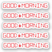 Digitale klok Goede ochtend koffie Mok Vroege gebo Sticker (Voorkant)