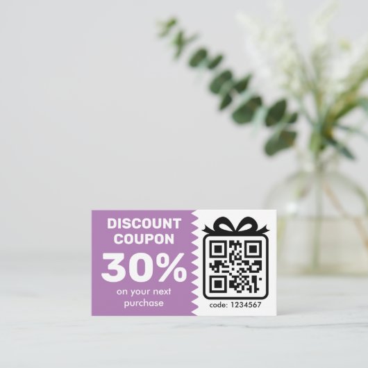 Digitale Korting Coupon met QR Code Logo Lavender (Staand voorkant)
