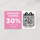 Digitale Korting Coupon met QR-code roze (Voorkant)