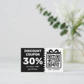 Digitale Korting Coupon met QR-code zwart Visitekaartje (Staand voorkant)
