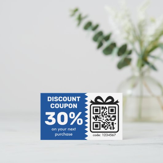 Digitale korting op basis van QR-code blauw (Staand voorkant)