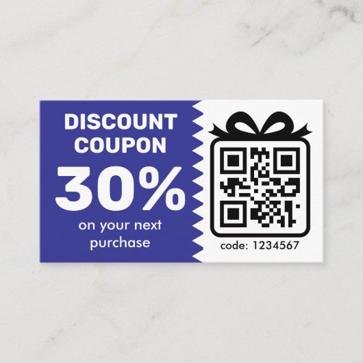 Digitale korting op basis van QR-code blauw Visitekaartje (Voorkant)
