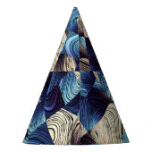 Digitale Kunst Blauw Abstract Vierkanten Feesthoedjes (Achterkant)