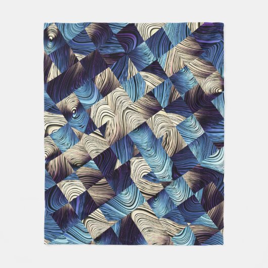 Digitale Kunst Blauw Abstract Vierkanten Fleece Deken (Voorkant)