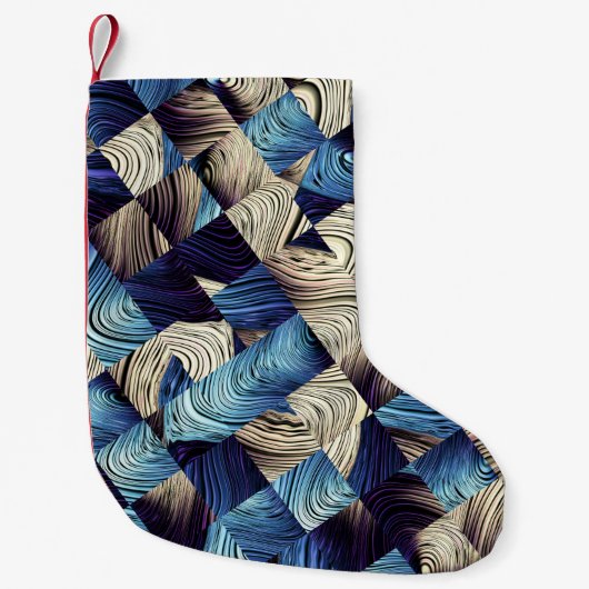 Digitale Kunst Blauw Abstract Vierkanten Kleine Kerstsok (Voorkant)