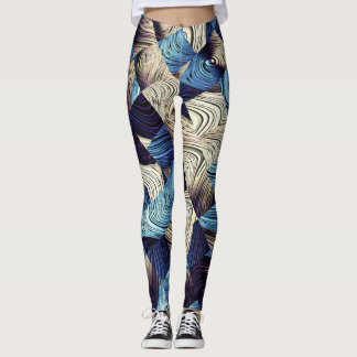 Digitale Kunst Blauw Abstract Vierkanten Leggings