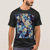Digitale Kunst Blauw Abstract Vierkanten T-shirt (Voorkant)