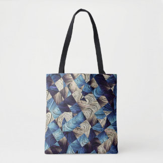 Digitale Kunst Blauw Abstract Vierkanten Tote Bag