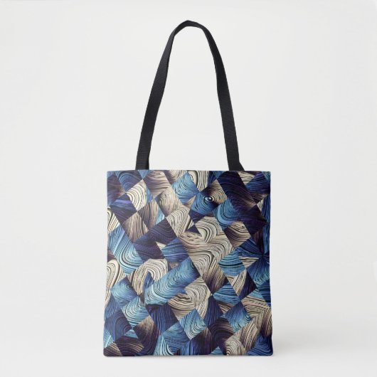 Digitale Kunst Blauw Abstract Vierkanten Tote Bag (Voorkant)