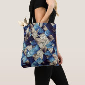 Digitale Kunst Blauw Abstract Vierkanten Tote Bag (Dichtbij)