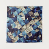 Digitale Kunst Blauw Abstract Vierkanten Wandkleed (Voorkant (horizontaal))