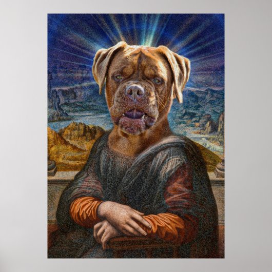 Digitale KUNST - BULLDOG MONA LISA Poster (Voorkant)