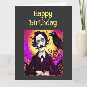 Digitale kunst  Edgar Allan Poe Raven Birthday Kaart
