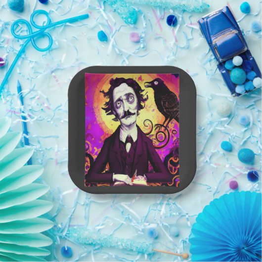 Digitale kunst  Edgar Allan Poe Raven Papieren Bordje (Feest)