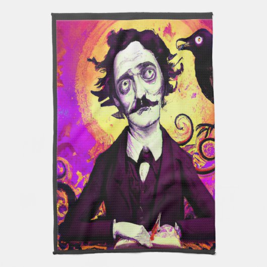 Digitale kunst  Edgar Allan Poe Raven Theedoek (Verticaal)