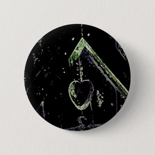 Digitale kunst in het vogelhuis ronde button 5,7 cm (Voorkant)