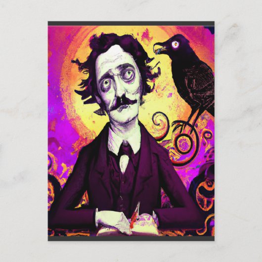 Digitale kunst  Kijk Edgar Allan Poe Raven Sho Briefkaart (Voorkant)