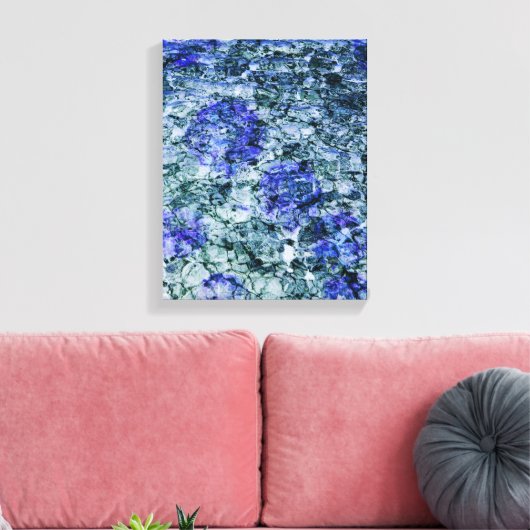 Digitale kunst met blauwe waterverf abstracte acht canvas afdruk (Insitu (Woonkamer))