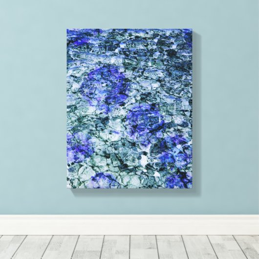 Digitale kunst met blauwe waterverf abstracte acht canvas afdruk (Insitu (Houten vloer))