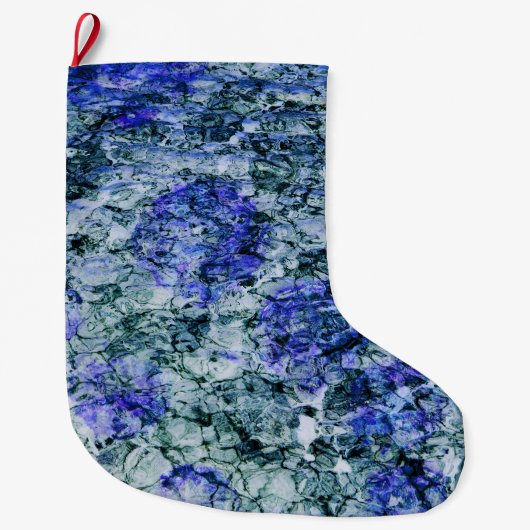 Digitale kunst met blauwe waterverf abstracte acht grote kerstsok (Voorkant)