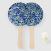 Digitale kunst met blauwe waterverf abstracte acht handwaaier (Voorkant en achterkant)