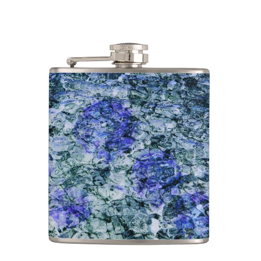 Digitale kunst met blauwe waterverf abstracte acht heupfles (Voorkant)