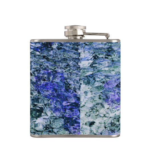 Digitale kunst met blauwe waterverf abstracte acht heupfles (Achterkant)