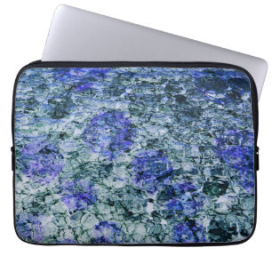 Digitale kunst met blauwe waterverf abstracte acht laptop sleeve