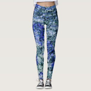 Digitale kunst met blauwe waterverf abstracte acht leggings
