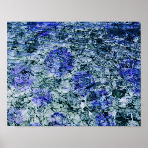 Digitale kunst met blauwe waterverf abstracte acht poster