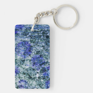 Digitale kunst met blauwe waterverf abstracte acht sleutelhanger