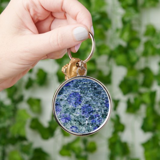 Digitale kunst met blauwe waterverf abstracte acht sleutelhanger (Hand)