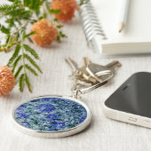 Digitale kunst met blauwe waterverf abstracte acht sleutelhanger (Zijkant)