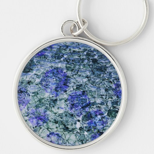 Digitale kunst met blauwe waterverf abstracte acht sleutelhanger (Voorkant)