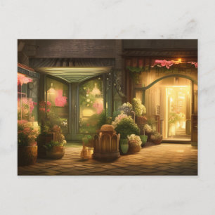 Digitale kunst met een bloeiende winkel briefkaart