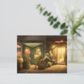 Digitale kunst met een bloeiende winkel briefkaart (Staand voorkant)