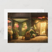 Digitale kunst met een bloeiende winkel briefkaart (Voorkant / Achterkant)