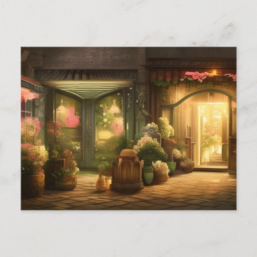 Digitale kunst met een bloeiende winkel briefkaart (Voorkant)