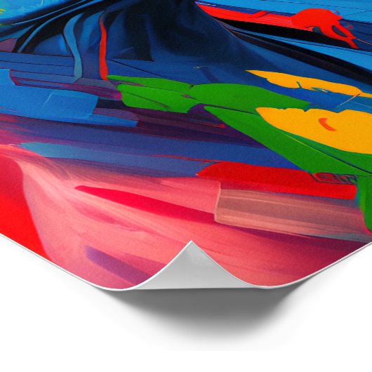 Digitale kunst met heldere en levendige T-Rex-illu Poster (Hoek)