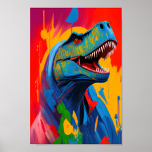 Digitale kunst met heldere en levendige T-Rex-illu