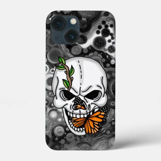 Digitale kunst met schedel en vlinder Case-Mate iPhone case (Achterkant)