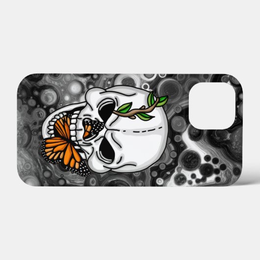 Digitale kunst met schedel en vlinder Case-Mate iPhone case (Achterkant (horizontaal))