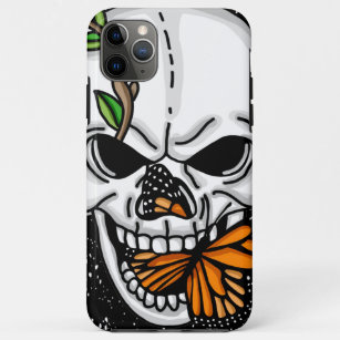 Digitale kunst met schedel en vlinder Case-Mate iPhone case