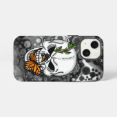 Digitale kunst met schedel en vlinder iPhone hoesje (Achterkant horizontaal)