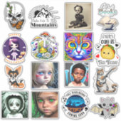 Digitale kunst met schedel en vlinder sticker (Voorkant)