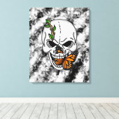 Digitale kunst met schedel en vorst canvas afdruk (Insitu (Houten vloer))