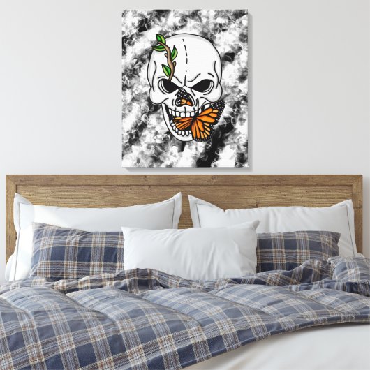 Digitale kunst met schedel en vorst canvas afdruk (Insitu (Slaapkamer))