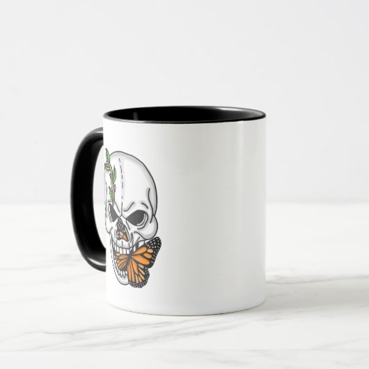 Digitale kunst met schedel en vorst mok (Voorkant links)