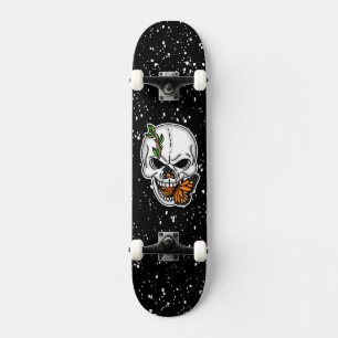 Digitale kunst met schedel en vorst persoonlijk skateboard