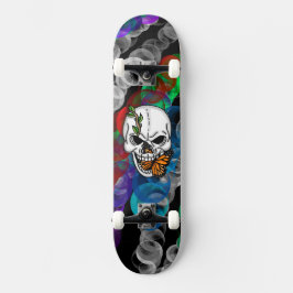 Digitale kunst met schedel en vorst persoonlijk skateboard